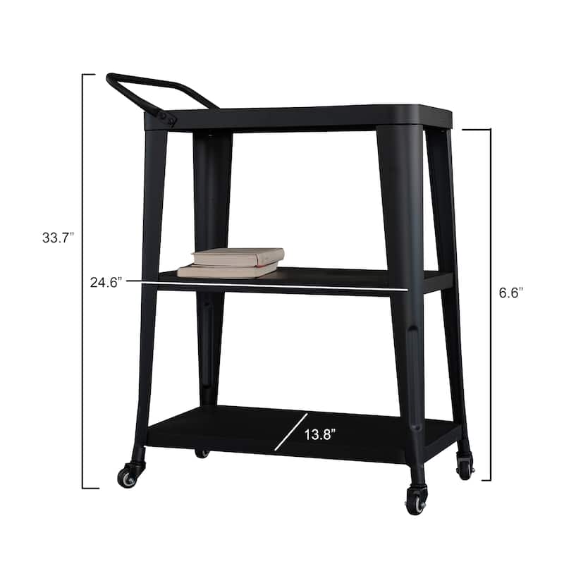 Harold 3-Tiered Industial Mobile Metal Bar/ Dining Cart