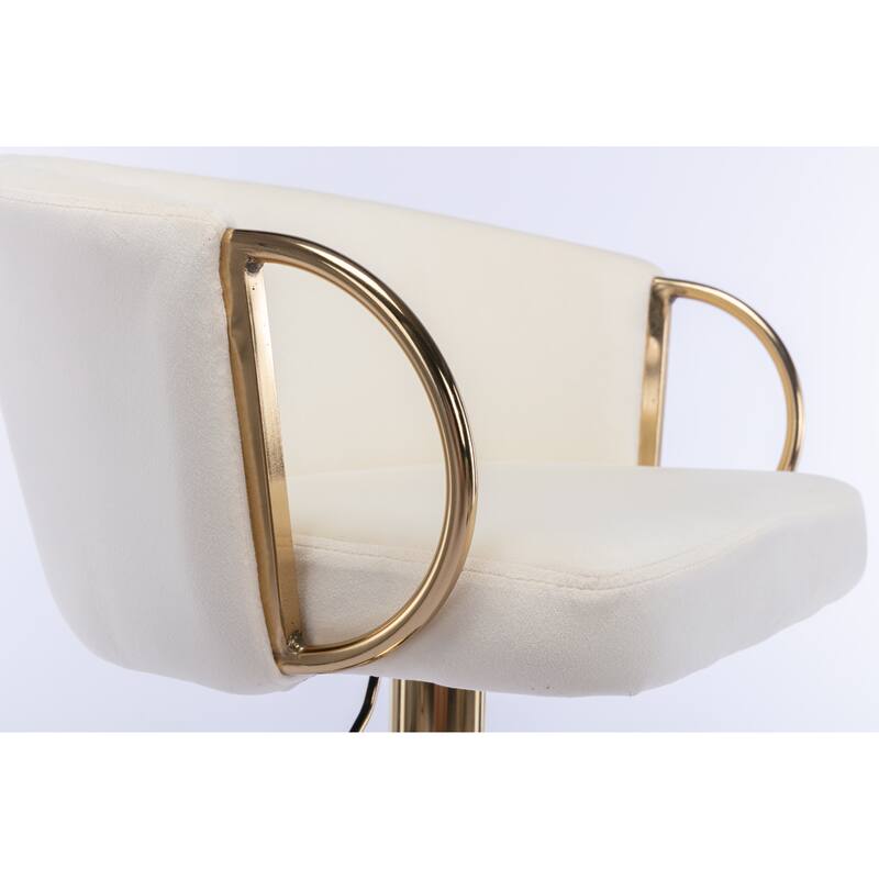 Velvet Swivel Bar Stools Set of 2, Counter Height Dining Chair with Padded Seat, Kitchen Island Stools with Footrest