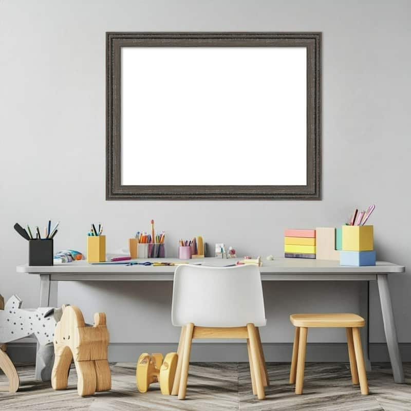 Amanti Art Upcycled Brown Grey Framed Dry Erase Magnetic Board