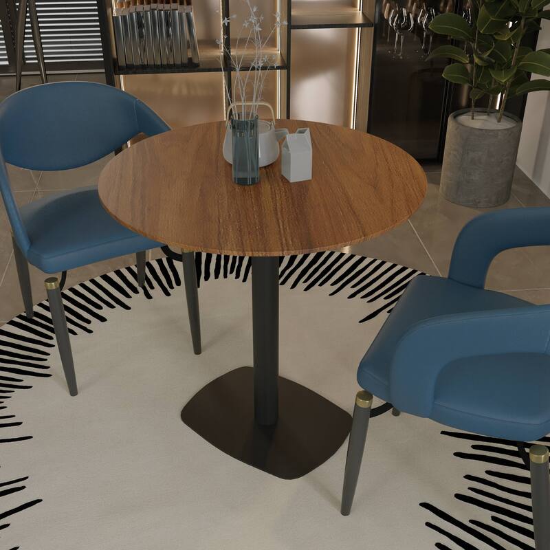 Vail Square Dining Table with 36 in. MDF Tabletop in Black Stainless Steel Square Base Accent Kitchen Table