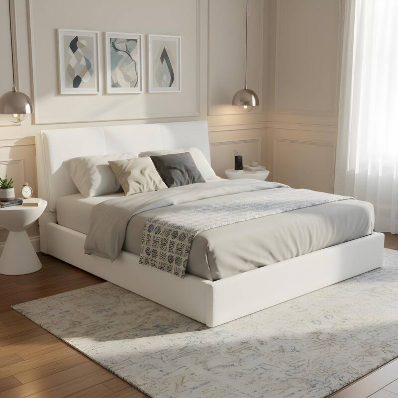 Christopher Knight Home - Ergonomic Boucle Upholstered Platform Bed Frame