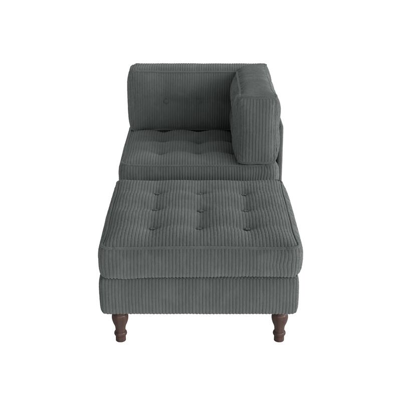 Corduroy Tufted Accent Chair Armchair and Ottoman Set