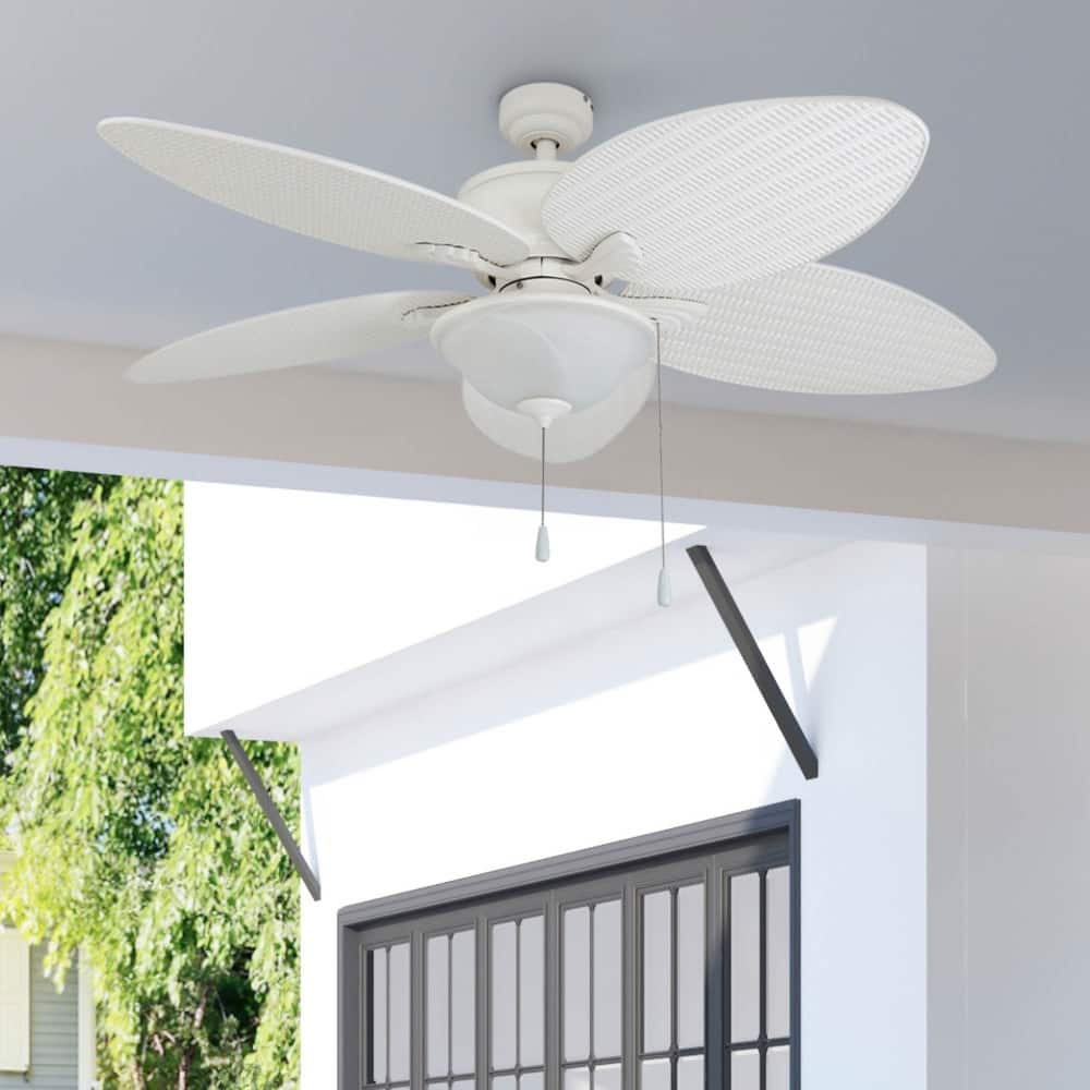52" Solana Outdoor LED Ceiling Fan, White - 52-inch