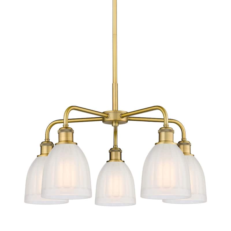 Innovations Lighting 516-5CR-15-24 Brookfield Chandelier Brookfield 5 - Brushed Brass / White