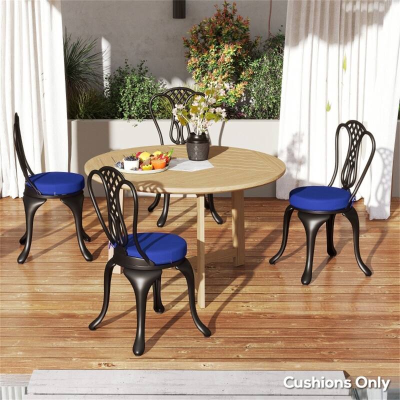 Polyester Round Chair Cushions Set of 4 with Ties - 15" Dia. x 2.8" H