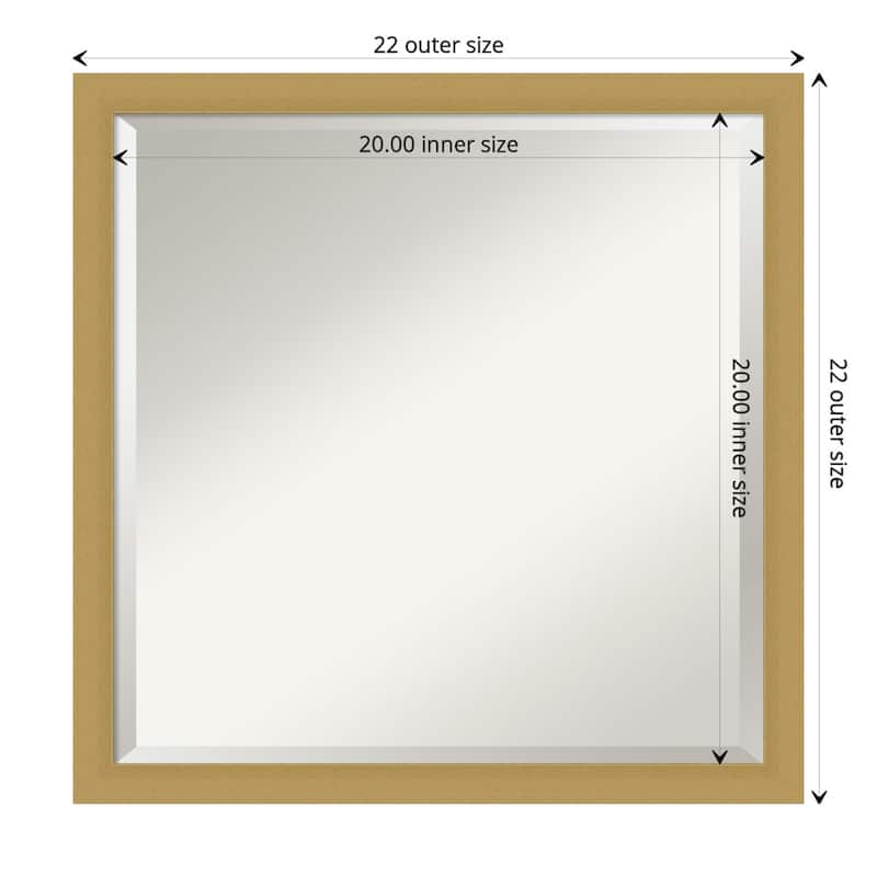Beveled Bathroom Wall Mirror - Grace Brushed Narrow Frame - Outer Size: 22 x 22 in - Grace Brushed Gold Narrow