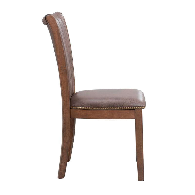 Wooden Dining Chair Set of 2, Fabric Upholstered Kitchen Side Chairs, Dining Chair with Open Back & Rubber Wood Frame