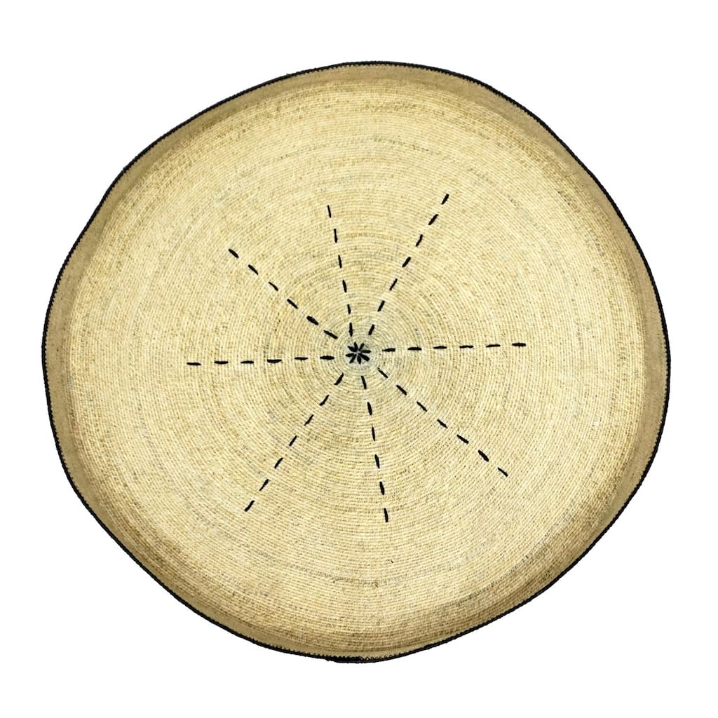 Round Seagrass Accent Wall Art - 27.5" - Beige