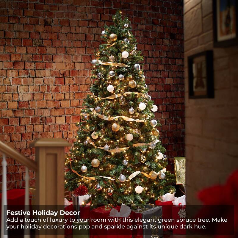 PreLit Realistic Green Spruce Artificial Christmas Tree Stand