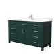 preview thumbnail 25 of 44, Beckett 60 Inch Single Vanity, Cultured Marble Top Green, Nickel Trim, Carrara Cultured Marble Top