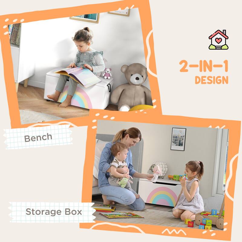 Qaba Toy Box Chest, Lightweight Toy Organizer with Storage, White