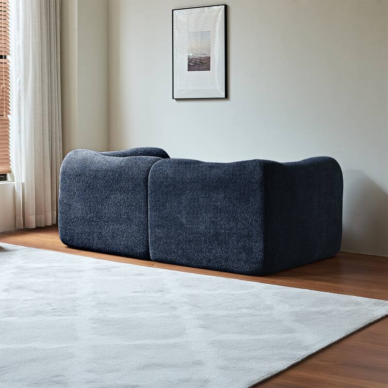 Minimalist Accent Sofa Loveseat Couch with 2 Throw Pillows, 2-Seater Couch for Living Room Apartments