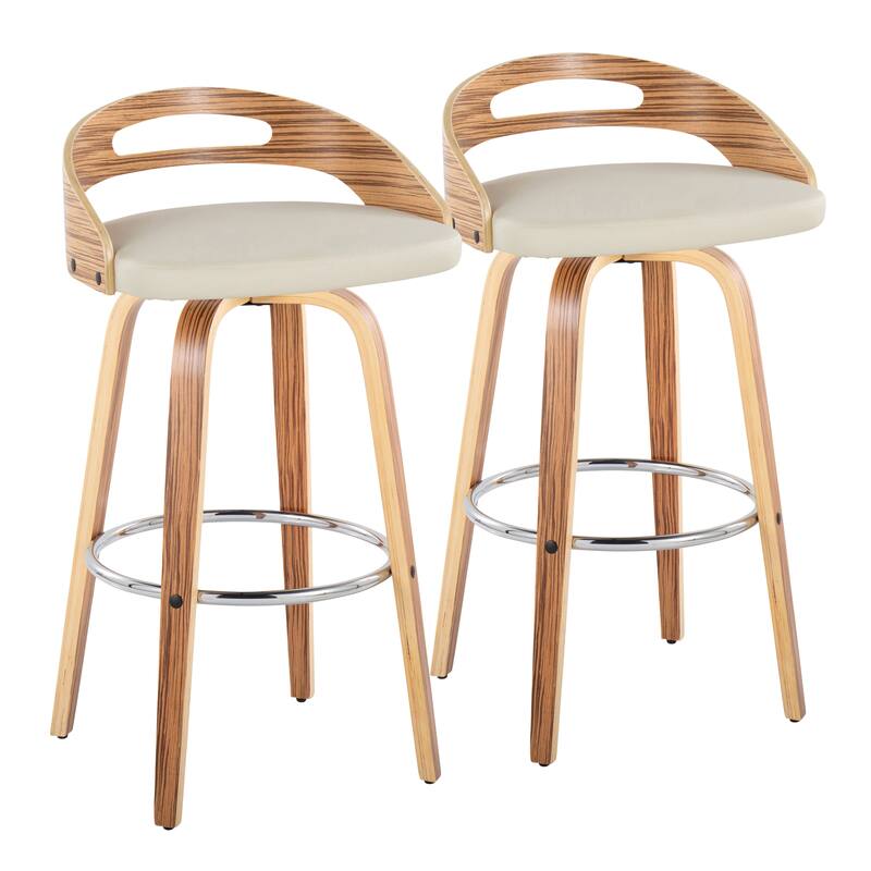Carson Carrington Sadie 30" Fixed-Height Bar Stool with Bent Wood Legs & Round Footrest (Set of 2)