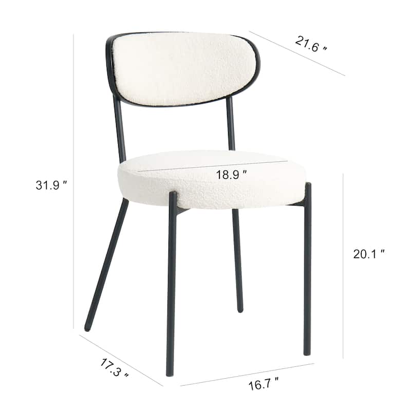 Modern simple dining chair home bedroom stool back dressing chair student chair black metal legs(set of 2)