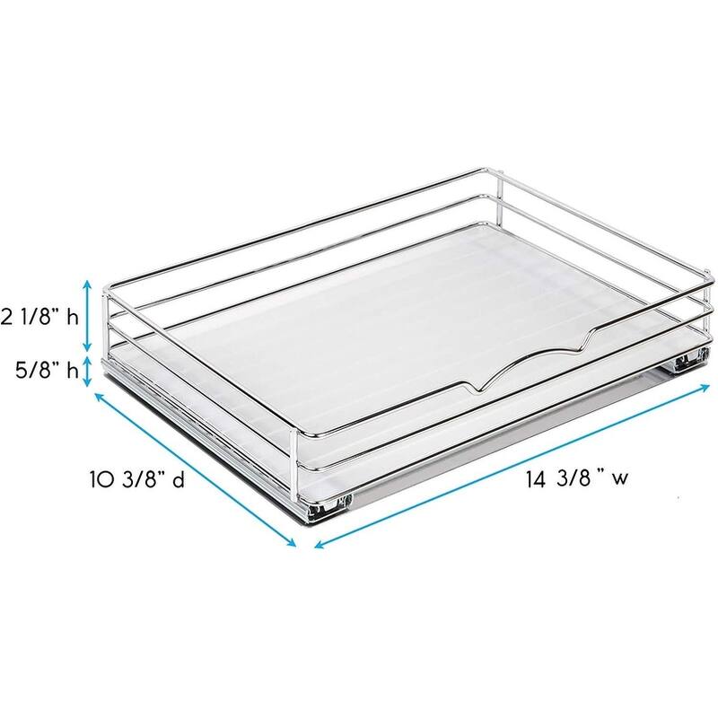 Pull Out Cabinet Organizer,Cans Heavy Duty with Lifetime Limited Warranty Pull Out Spice Rack- Chrome14-3/8"Wx10-1/2"D x 2-3/4"H