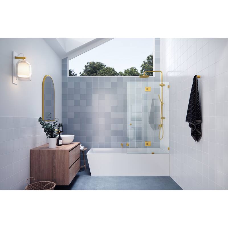 Glass Warehouse GW-B-GH-34 Halo 58" High x 34" Wide Hinged Frameless
