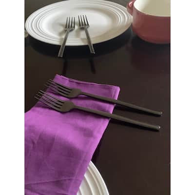 VIBHSA Dinner Forks Set of 6 Pieces (Stainless Steel, Black Glossy)
