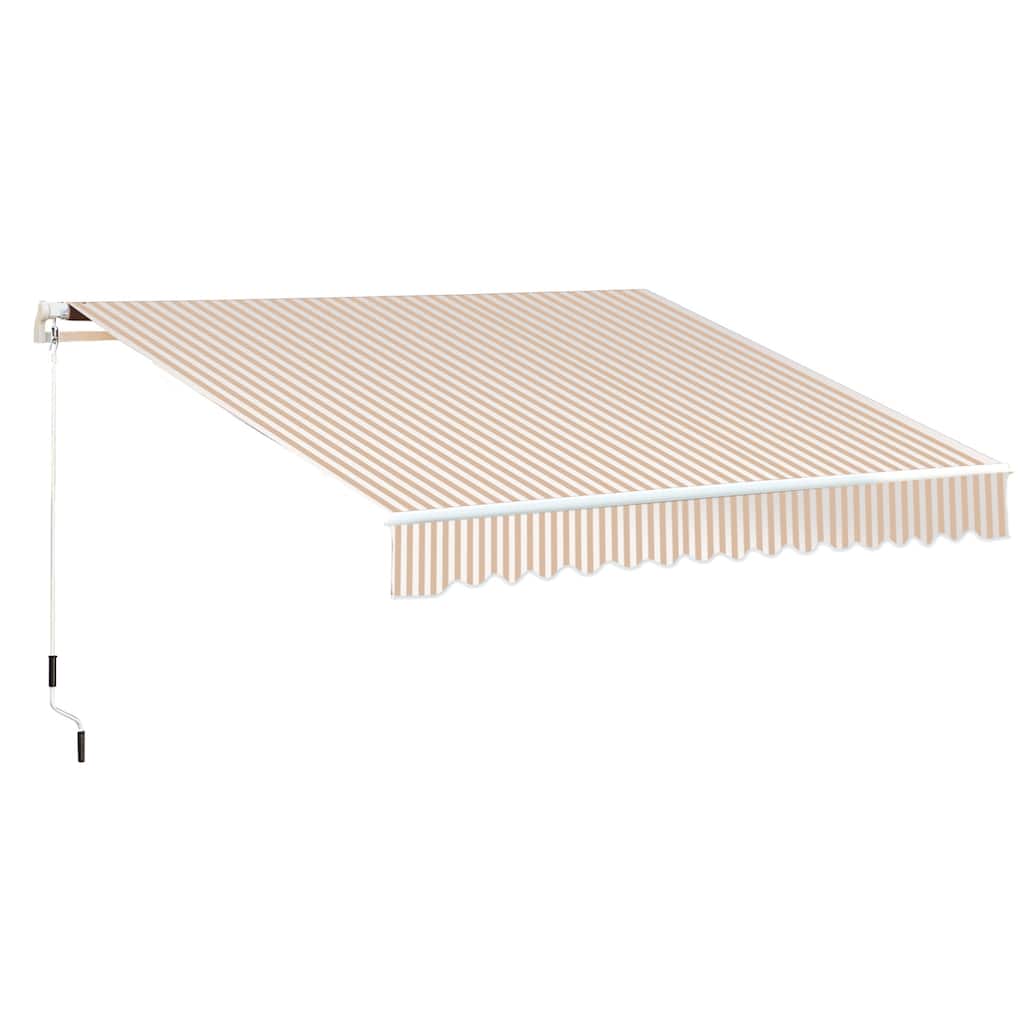 13x8ft Retractable Patio Awning with Manual Crank, UV & Water-Resistant Fabric, Aluminum Frame for Deck, Balcony, Yard
