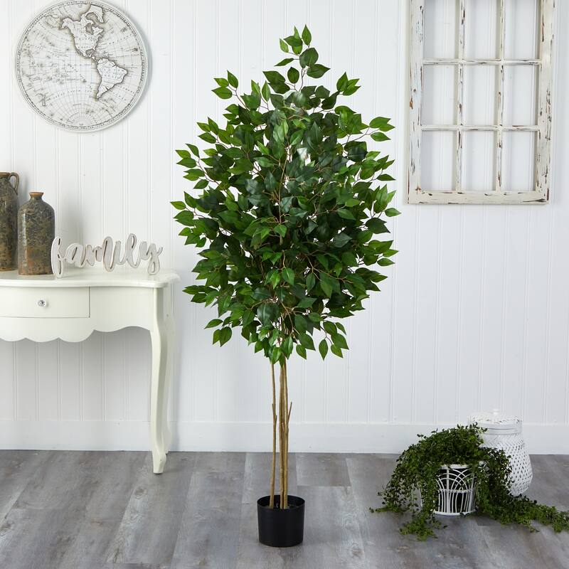 Artificial City Tree 64 Inch - Indoor Outdoor UV Resistant - Full Lush Green Leaves - Elegant Home Decor - 31-40 Inches