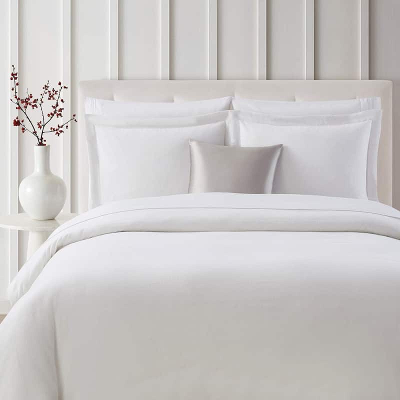 Bibb Home 3-Piece Flannel Duvet Cover Set (Insert Excluded) - White - Full - Queen