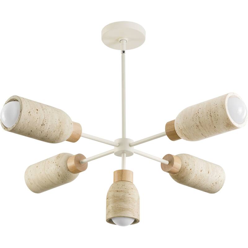 Maxim 10625 Pompeii 5 Light 37" Wide Chandelier - Travertine / Oyster