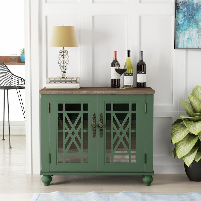 38" Vintage Style Kitchen Accent Buffet Sideboard Cabinet