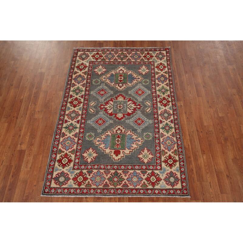 Traditional Kazak Foyer Rug Handmade Wool Carpet - 4'0" x 5'11"
