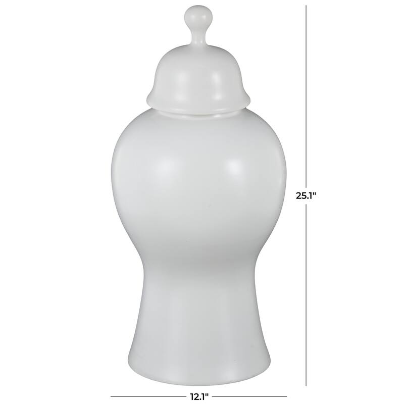 Ceramic Rounded Hourglass Decorative Jars with Lid and Ball Knob - White or Black- Roche River Decor
