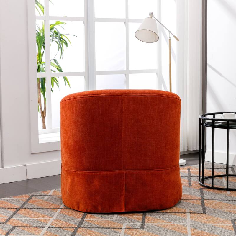 Swivel Armchair Linen Lounge Chairs Living Room Accent Chair, Orange