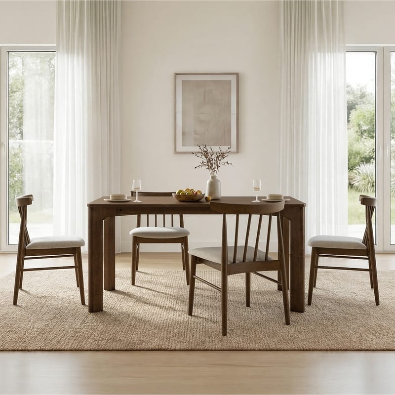 Spruce & Spring Windsor Spindle Back Upholstered Dining Chair with Solid Wood Frame