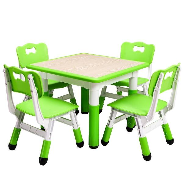 slide 2 of 8, GIMMYFIVE Kids Table and Chairs Set, Height Adjustable Desk for Ages 2-10 Green
