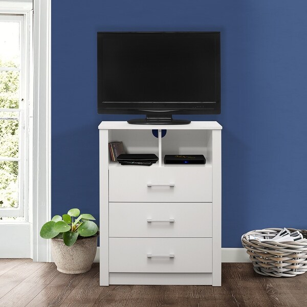 Coby 3 Drawer Dresser with Shelf White by Living Essentials