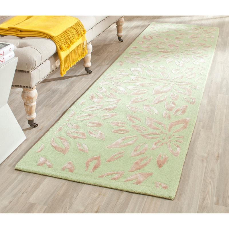 SAFAVIEH Handmade Pagona Modern Wool Rug - 2'3" x 8' Runner - Green/Taupe