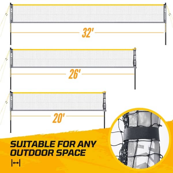 Outdoor Volleyball and Badminton Combo Set with Net Width and Height Adjustable ,Volleyball Badminton Net