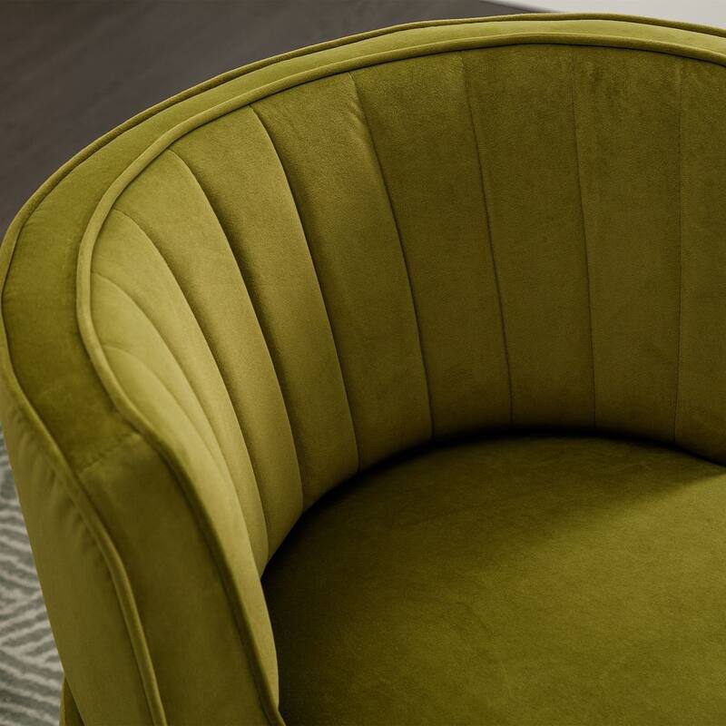 Modern Velvet 360 Degree Swivel Round Armrest Upholstered Accent Chair