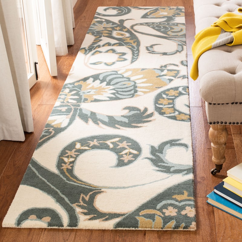SAFAVIEH Handmade Wyndham Rosaleen Modern Wool Rug - 2'3" x 9' Runner - Ivory/Multi