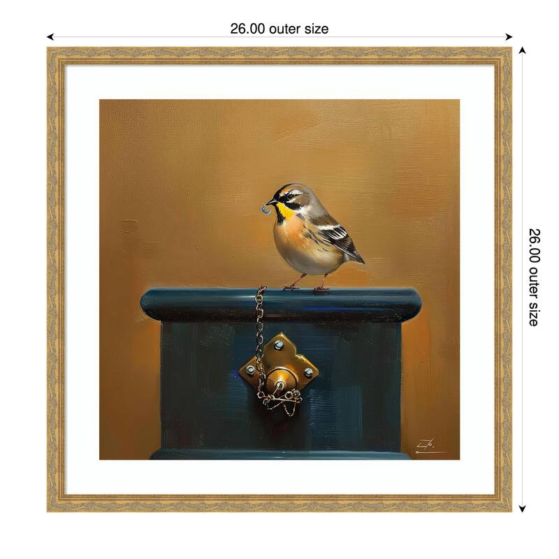 Birdy by Tradelink inhouse artist Wood Framed Wall Art Print - Mila Dark Gold - 26 x 26 in