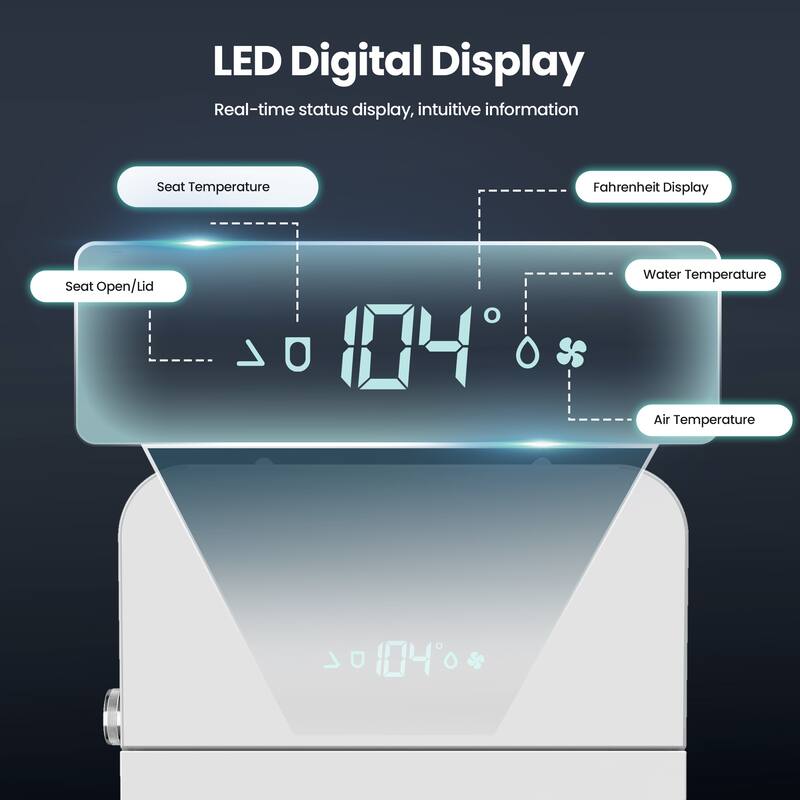 Yecla Smart Bidet Toilet Combo with LED screen display,ADA Chair Height,Auto Open & Close,Dryer & Foot/Men's flush recognition