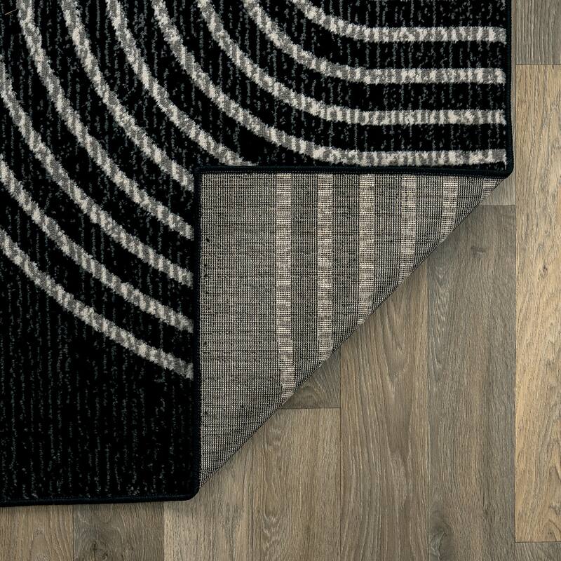 Contemporary Arch Black Ivory Gray Stylish Area Rug for Any Room
