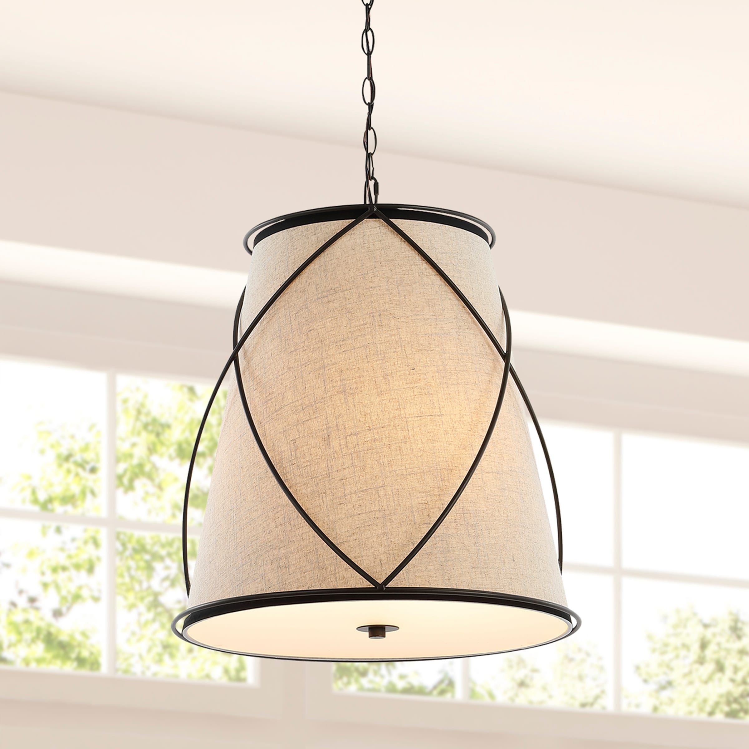 JONATHAN Y Silas 19" 3-Light Rustic Farmhouse Iron LED Pendant, Oil Rubbed Bronze - 3 Light