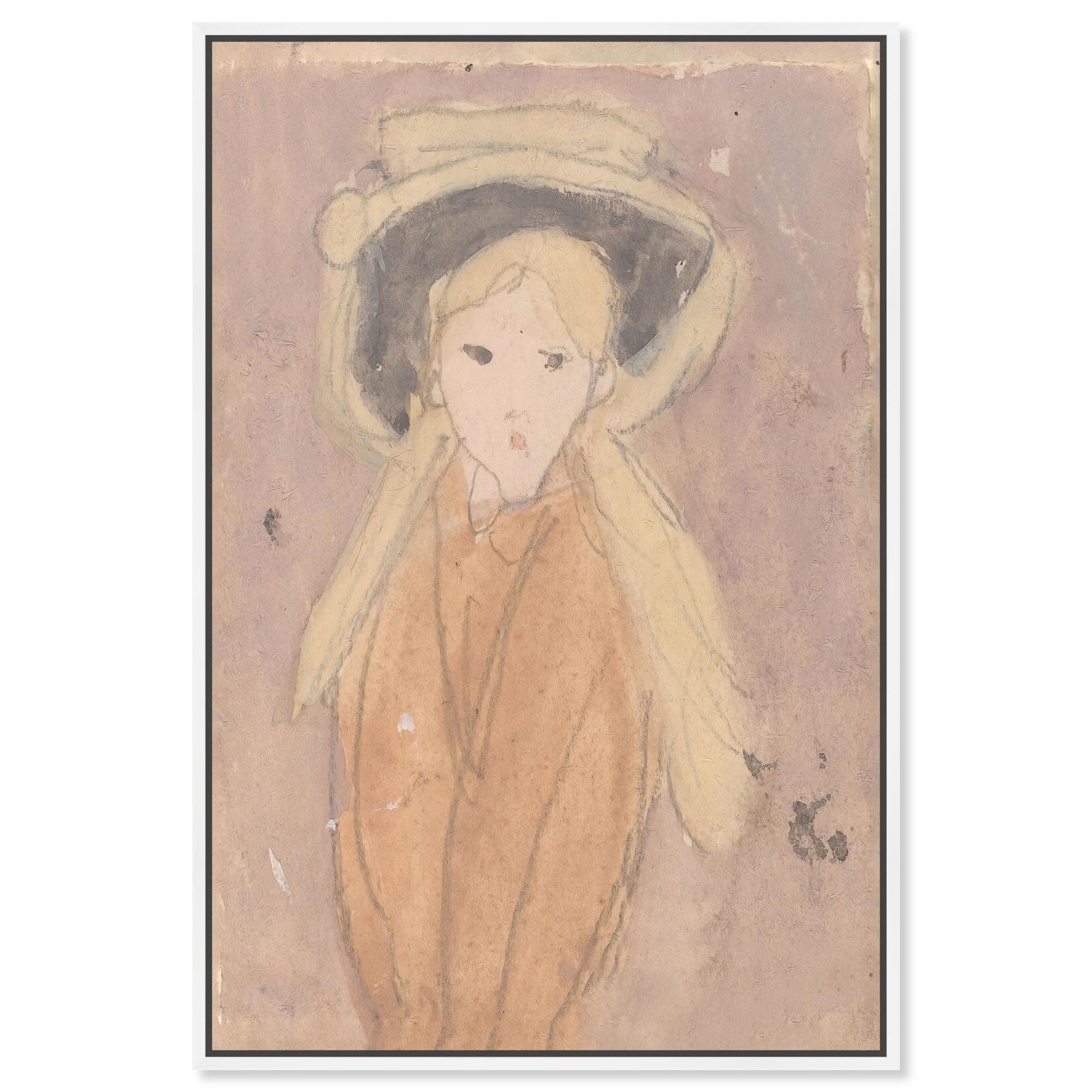 Little Girl with a Large Hat Canvas Classic Nude Art by Art Remedy