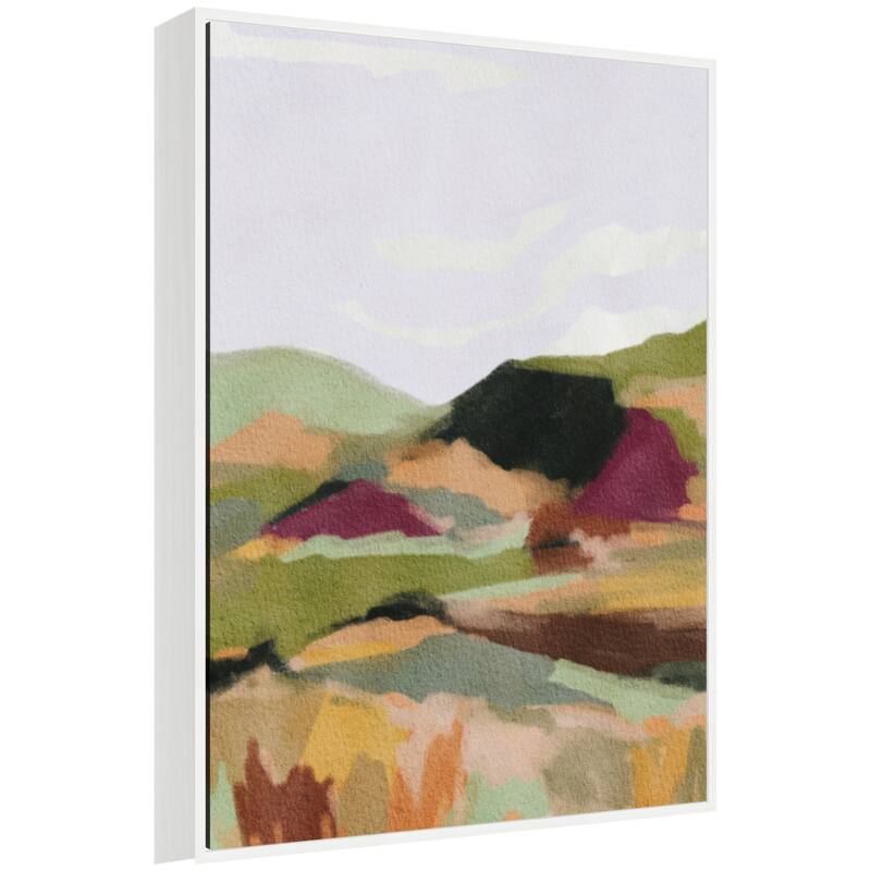 Kate and Laurel Sylvie Dreamy Landscape Framed Canvas by Nikita Jariwala - 28x38 - White