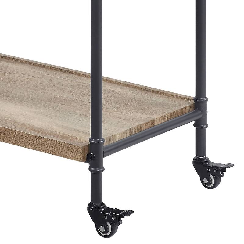 Oak and Sandy Black 2-Shelf Serving Cart - Brown