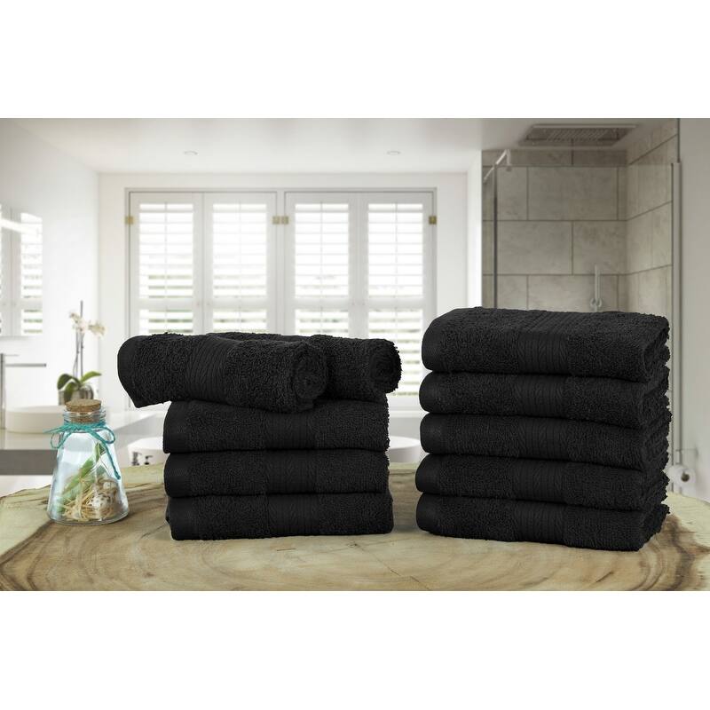 Luxurious Cotton 600GSM Soft Wash Cloths 12X12 Inch by Ample Decor - 10 Pcs