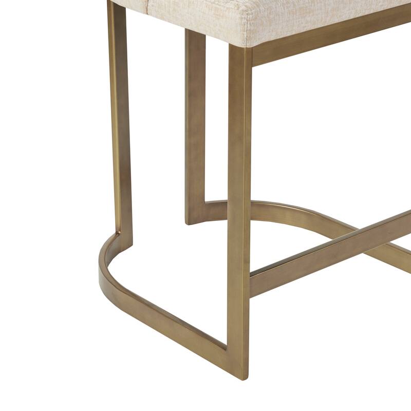 Roomfitters 26-Inch Upholstered Counter Stool, Modern Parsons Style with Antique Gold Metal Base, Cream