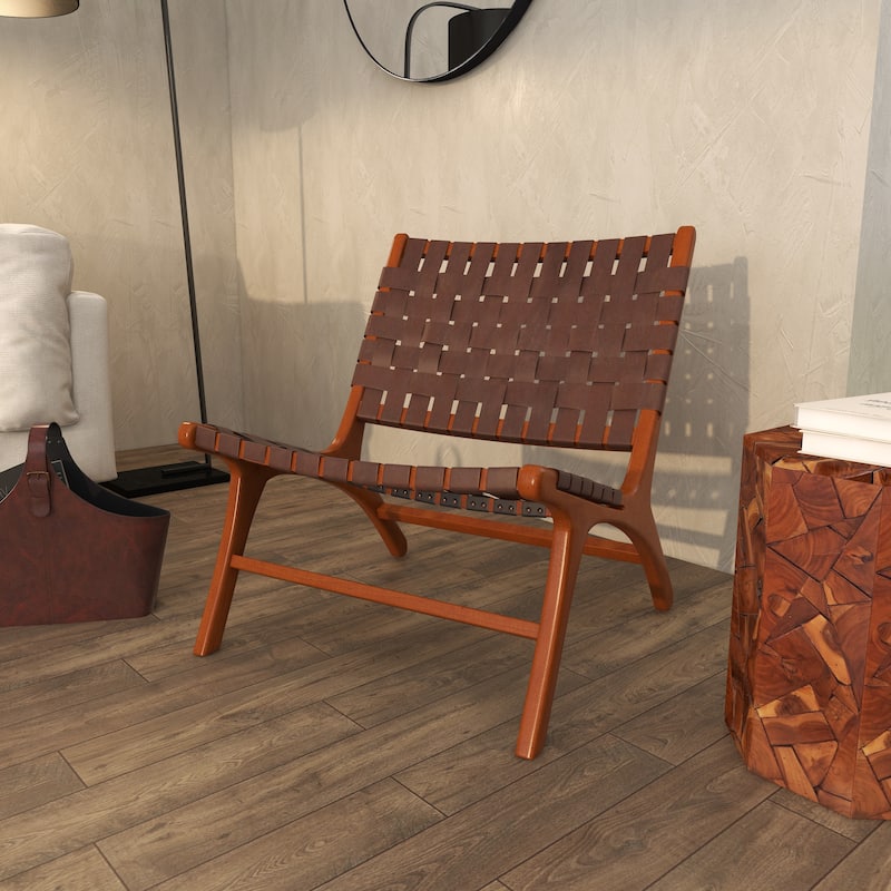 Wood Handmade Woven Accent Chair - Set of 2 Black - Roche River Decor