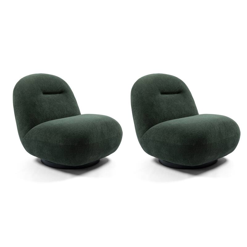 2-Piece Swivel Accent Chair Lounge Chair, Ice Flower Velvet Sofa Chair, Single Cloud Chair Armless Cozy Chair