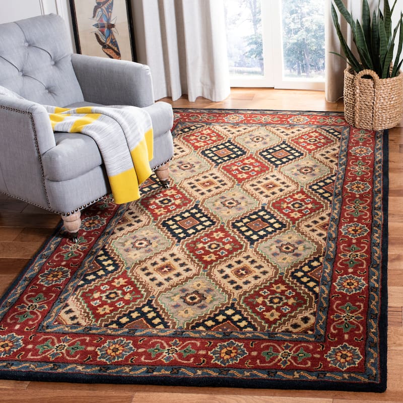 SAFAVIEH Handmade Heritage Links Oriental Wool Rug - 4' x 6' - Red/Beige