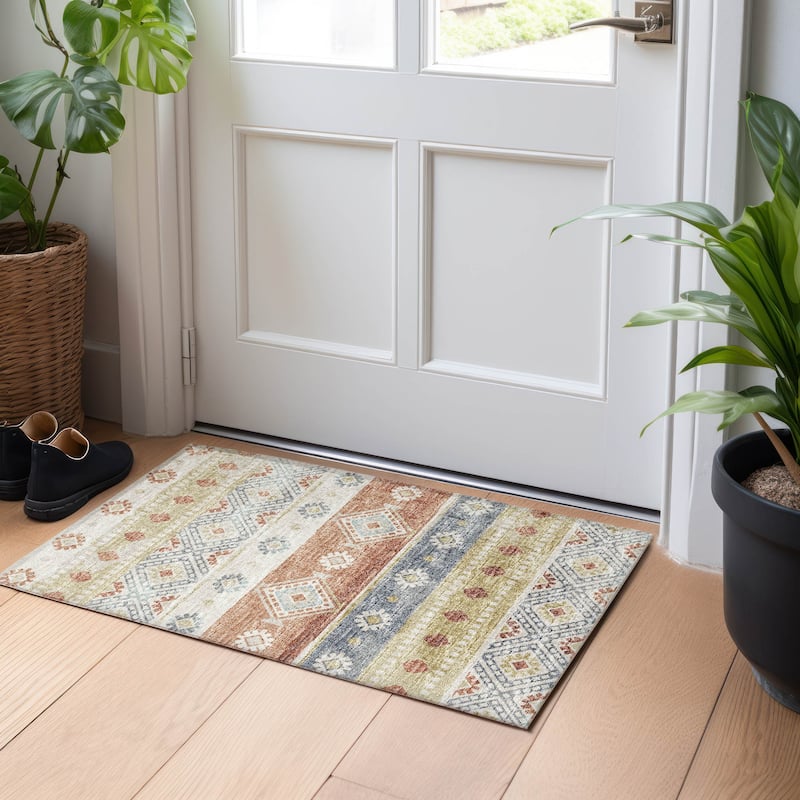 Premium Washable Super Soft Tribal Boho Mayfield Rug - Desert - 1' 8" x 2' 6" - Rectangle