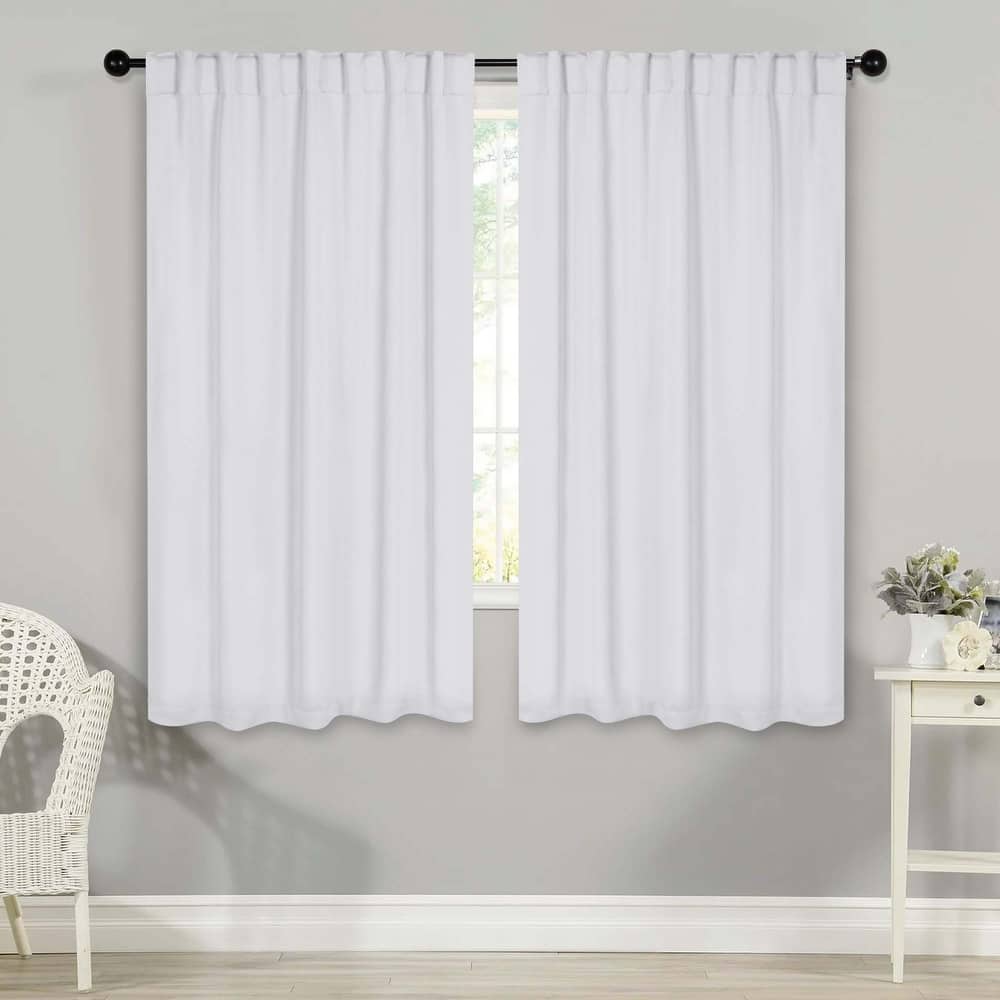 Superior Solid Machine Washable Room Darkening Blackout Curtains with Back Tabs, Set of 2